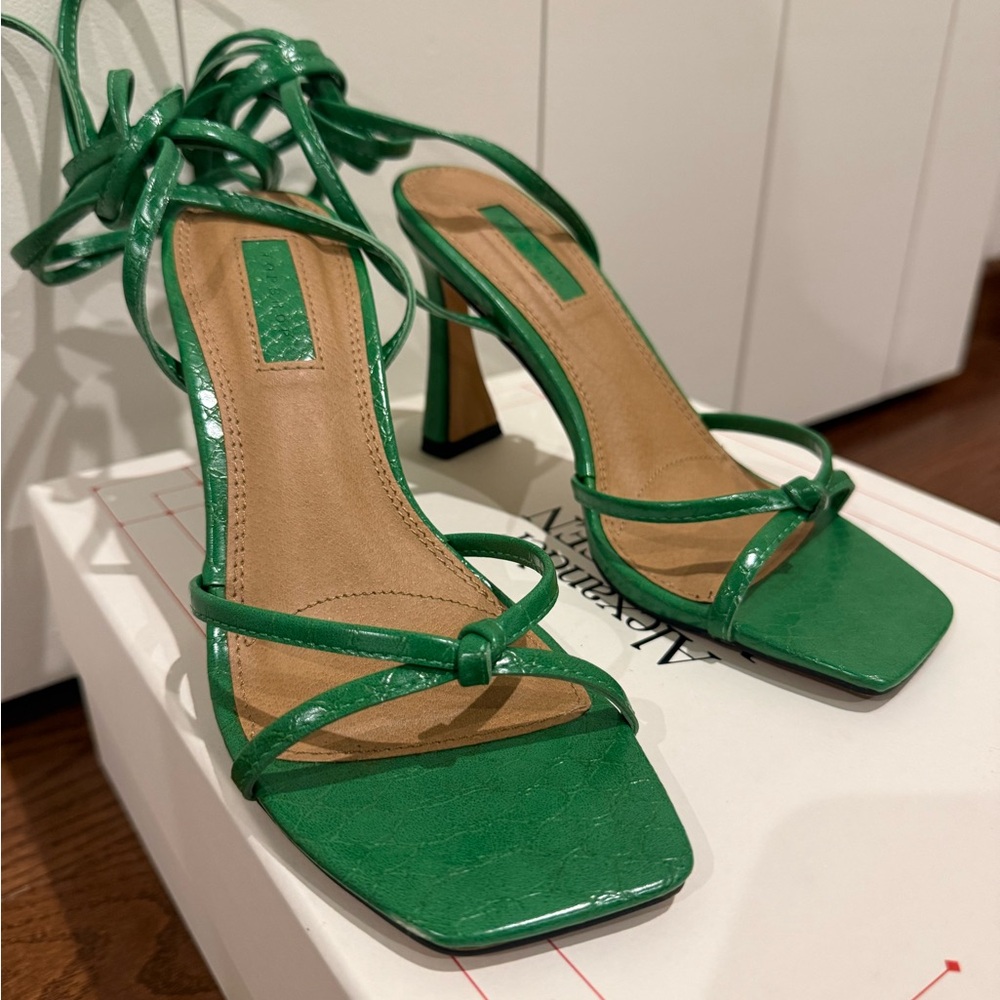 Green Strappy Heeled Sandals